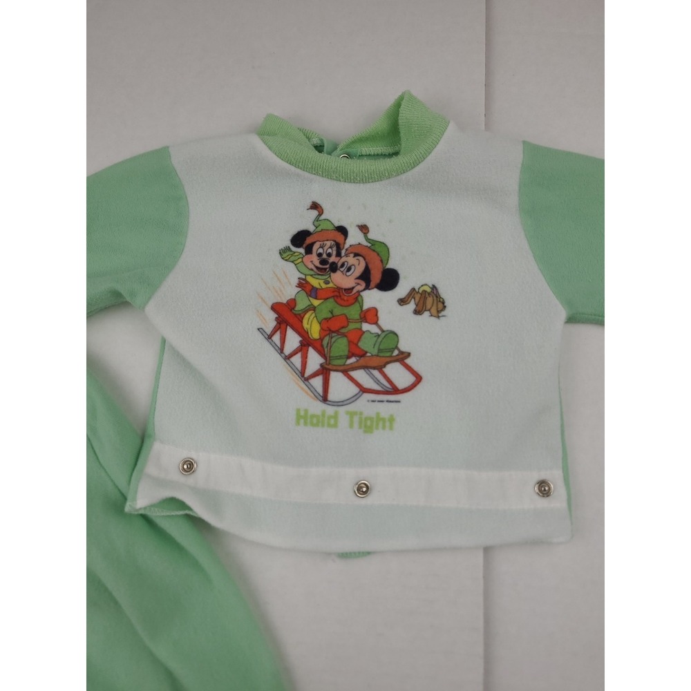Vintage DISNEY Baby Mickey Mouse‎ Pajama 18 MONTH Christmas SET Pants Shirt 1981 - Picture 2 of 10